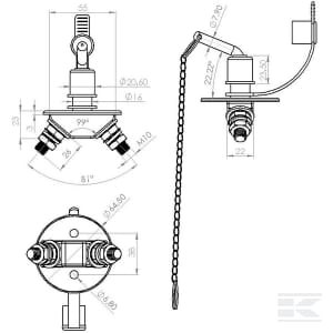 Coupe-batterie rond 12/48V 150A/1000A IP63 Kramp SW10007KR